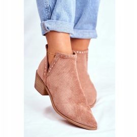 Bellucci Bottines Femme Talon Daim Ajouré Rose Margate 3