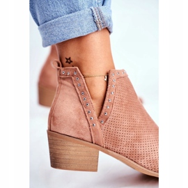 Bellucci Bottines Femme Talon Daim Ajouré Rose Margate 4
