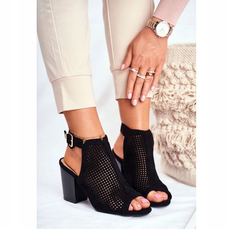 FB1 Bottes Ajourées Pour Femmes Peep Toe Black Paradise le noir 1