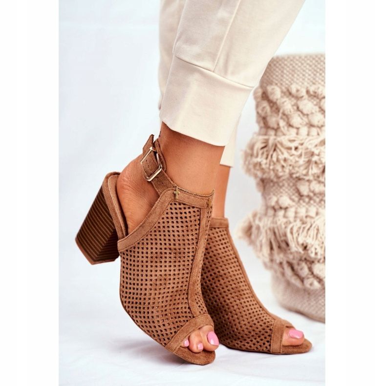 FB1 Bottes Ajourées Femme Peep Toe Camel Paradise brun 1