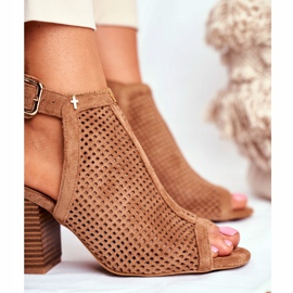 FB1 Bottes Ajourées Femme Peep Toe Camel Paradise brun 5