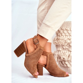 FB1 Bottes Ajourées Femme Peep Toe Camel Paradise brun 3