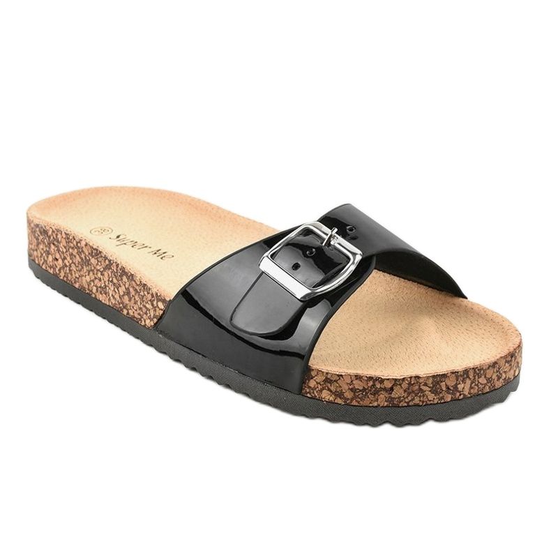 Chaussons noirs à boucle 7016-PL 1