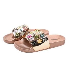 Chaussons en or rose avec fleurs D7659-2 jaune 2