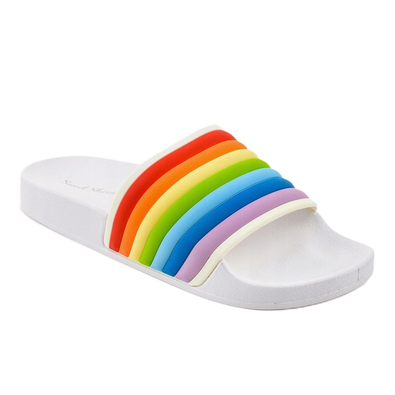 Chaussons blancs avec un arc-en-ciel 2456-2 multicolore 1