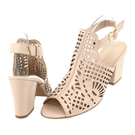 Sandales Sur A Bar Laura Messi 1924 Cuir Beige Montoro rose 4