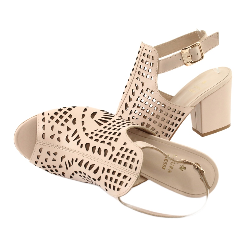 Sandales Sur A Bar Laura Messi 1924 Cuir Beige Montoro rose 5