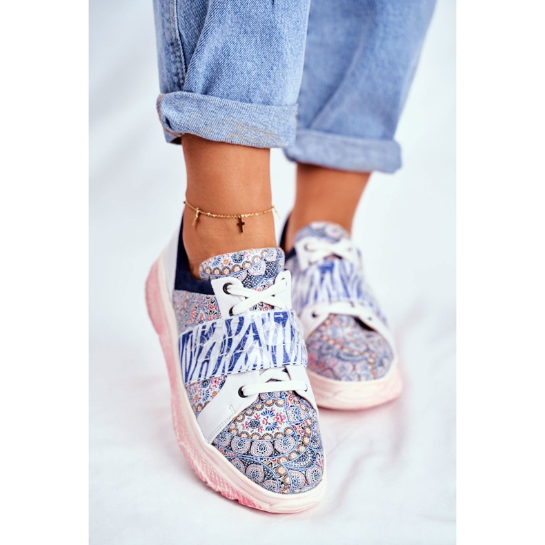 Chaussures de sport Baskets en cuir pour femmes Maciejka 04448-27 brun bleu marin 2