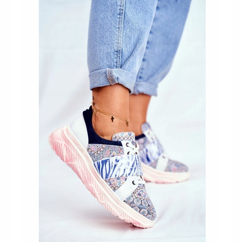 Chaussures de sport Baskets en cuir pour femmes Maciejka 04448-27 brun bleu marin 1