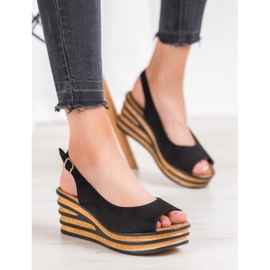 Goodin Sandales en daim clair noir 2