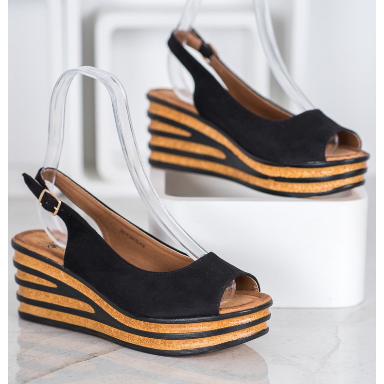 Goodin Sandales en daim clair noir 1