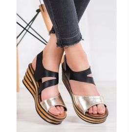 Goodin Sandales à la mode avec velcro noir jaune 1