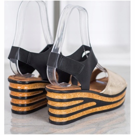 Goodin Sandales à la mode avec velcro le noir jaune 2