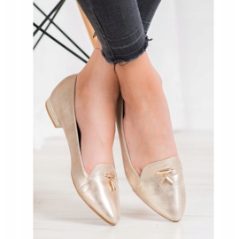 Goodin Ballerines dorées brillantes d'or 1