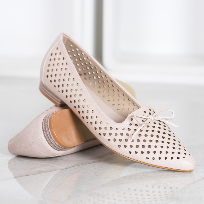 Goodin Ballerines élégantes ajourées beige 1