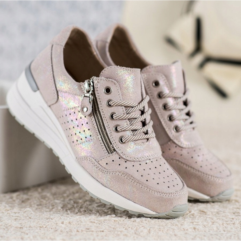 Baskets en cuir avec fermeture éclair VINCEZA brun 2