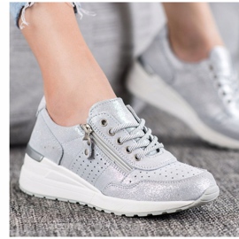 Baskets en cuir avec fermeture éclair VINCEZA gris 1