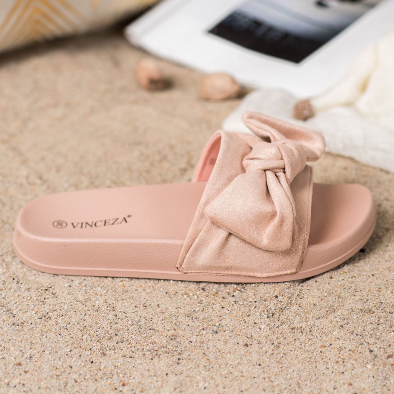 Pantoufles VINCEZA avec nœud rose 2 Pantoufles VINCEZA avec nœud rose 2