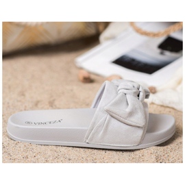 Pantoufles VINCEZA avec nœud gris 2