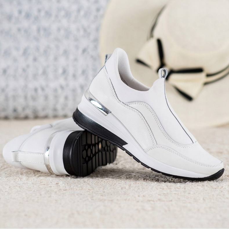 Chaussures à enfiler en cuir VINCEZA blanc 1