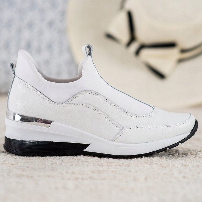 Chaussures à enfiler en cuir VINCEZA blanche 2