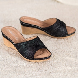 Pantoufles élégantes à paillettes VINCEZA le noir 2