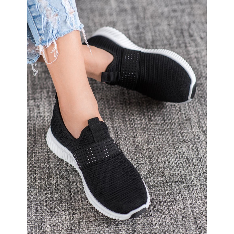 SHELOVET Chaussures de sport à enfiler le noir 1