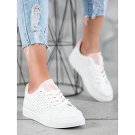 SHELOVET Chaussures blanches avec empiècements en daim 1
