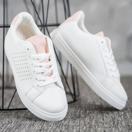 SHELOVET Chaussures blanches avec empiècements en daim 2