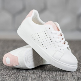 SHELOVET Chaussures blanches avec empiècements en daim 3