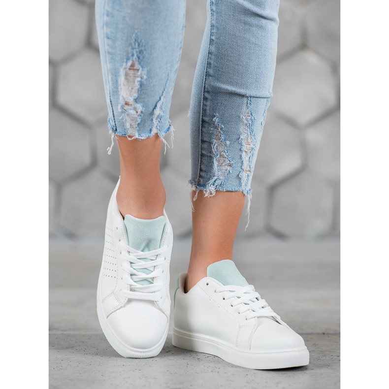 SHELOVET Chaussures blanches avec empiècements en daim 1