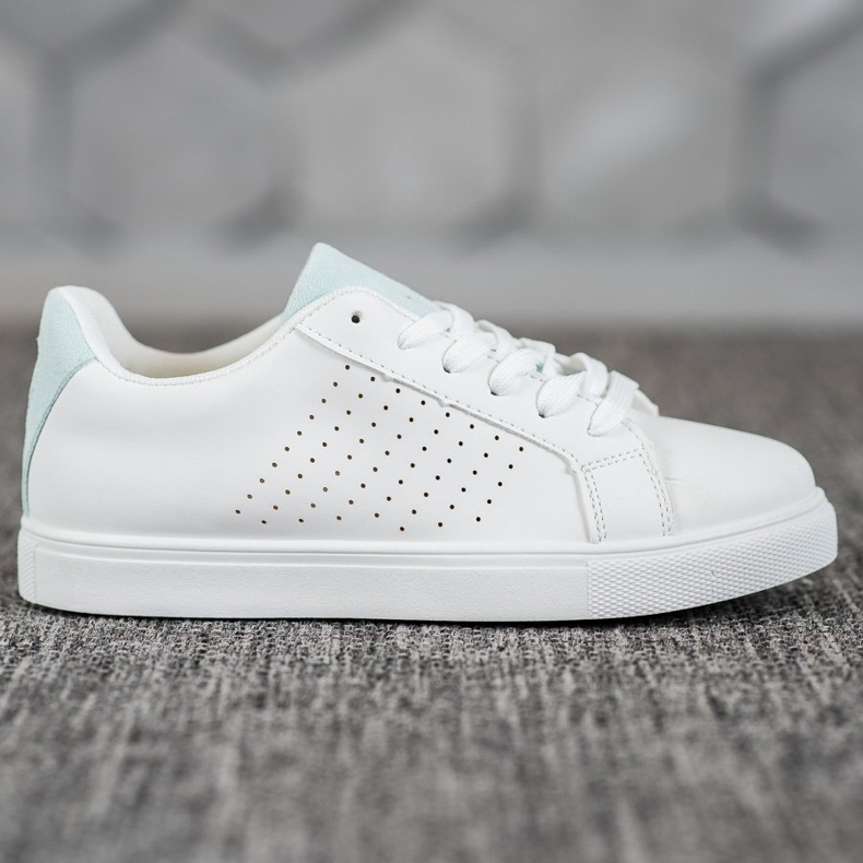 SHELOVET Chaussures blanches avec empiècements en daim 2