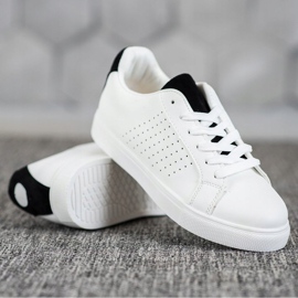 SHELOVET Chaussures blanches avec empiècements en daim 4