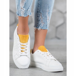 SHELOVET Chaussures blanches avec empiècements en daim 2