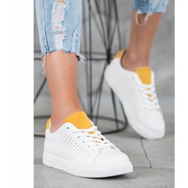 SHELOVET Chaussures blanches avec empiècements en daim 1