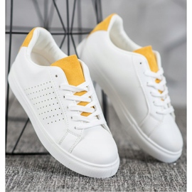 SHELOVET Chaussures blanches avec empiècements en daim 4