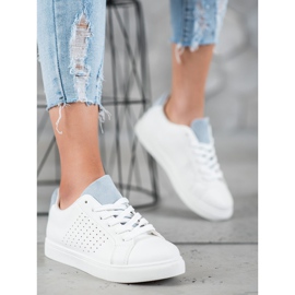 SHELOVET Chaussures blanches avec empiècements en daim 2