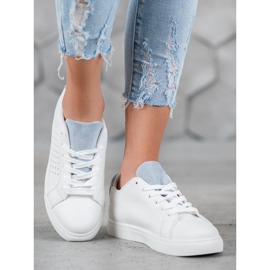 SHELOVET Chaussures blanches avec empiècements en daim 1