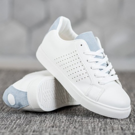 SHELOVET Chaussures blanches avec empiècements en daim 4