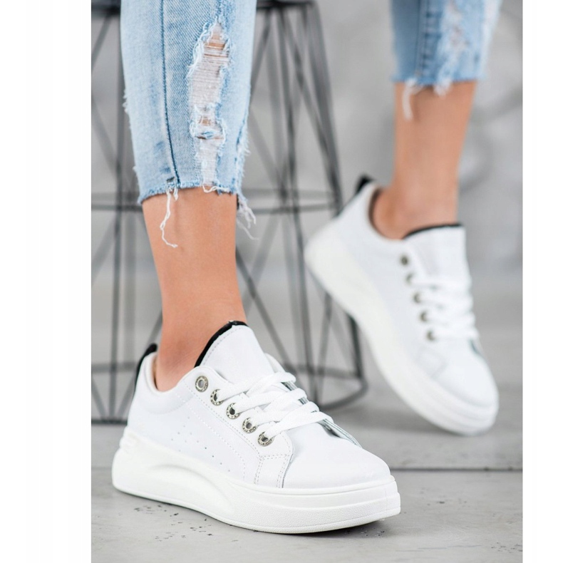 SHELOVET Baskets à la mode sur la plate-forme blanc 1