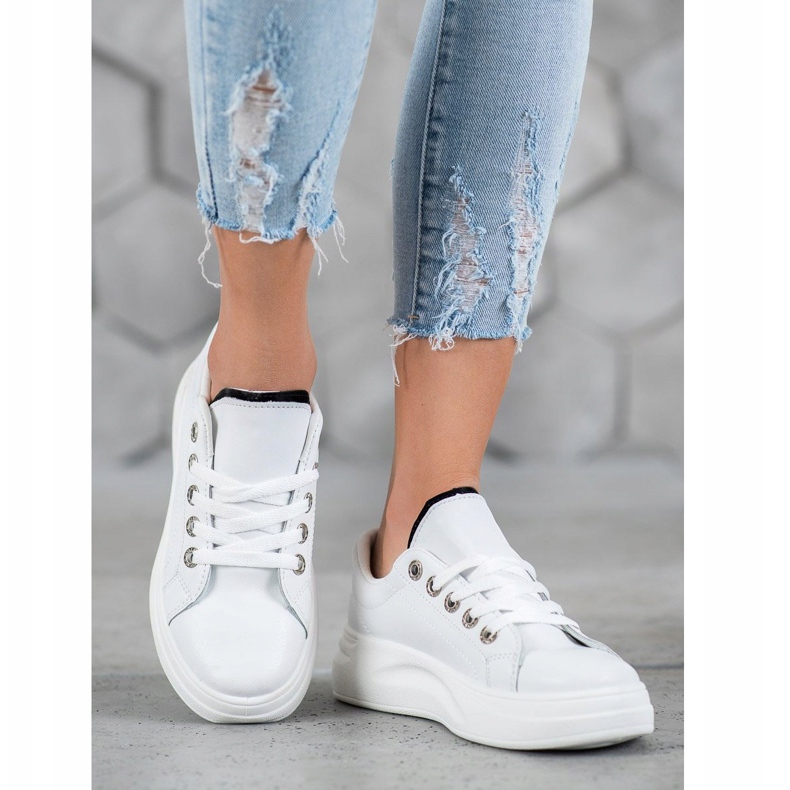SHELOVET Baskets à la mode sur la plate-forme blanc 2