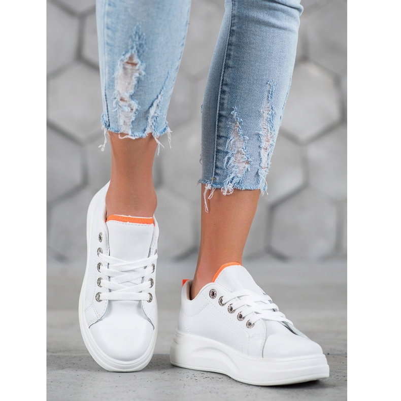 SHELOVET Baskets à la mode sur la plate-forme blanc 2