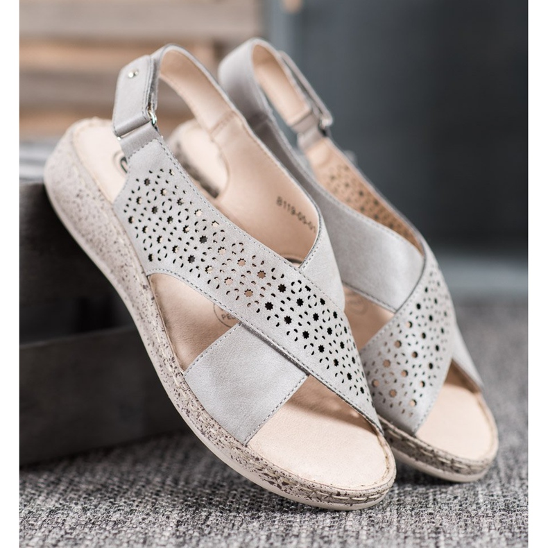 SHELOVET Sandales velcro confortables gris 2 SHELOVET Sandales velcro confortables gris 2