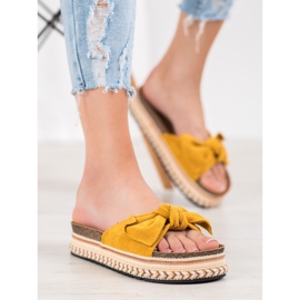 SHELOVET Pantoufles À La Mode Sur La Plateforme jaune 4