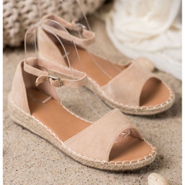 SHELOVET Sandales Espadrilles en Daim brun 4