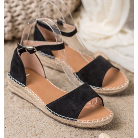 SHELOVET Sandales Espadrilles en Daim le noir 4