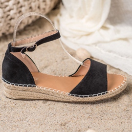 SHELOVET Sandales Espadrilles en Daim le noir 3