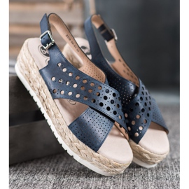 SHELOVET Sandales espadrilles bleu 2