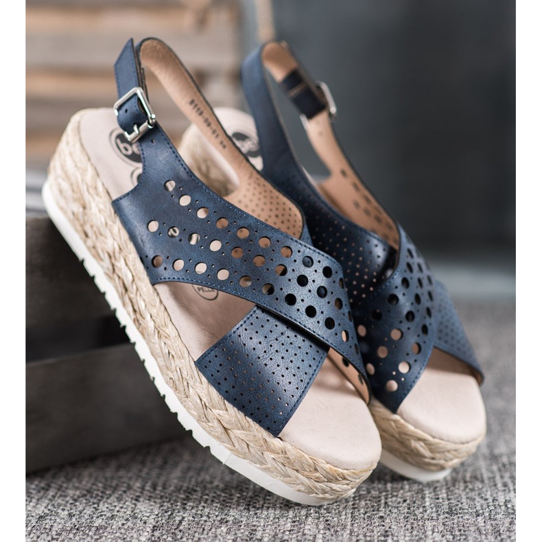 SHELOVET Sandales espadrilles bleu 2