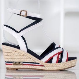 Comer Sandales compensées à rayures blanche multicolore 2